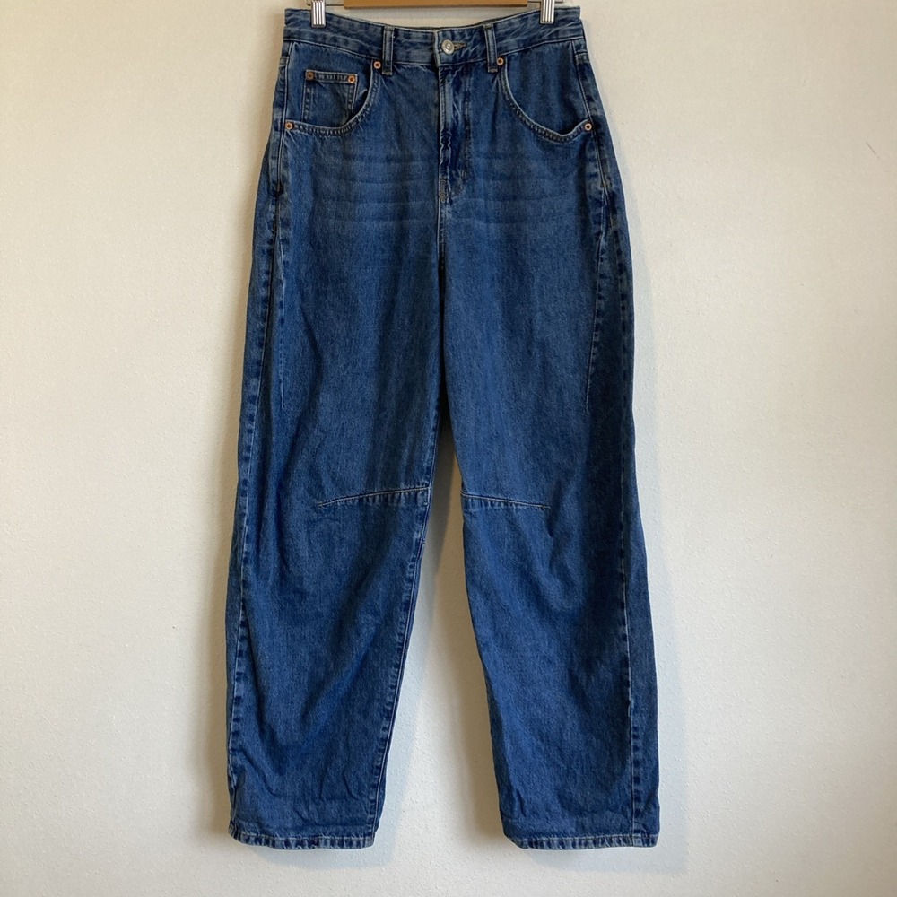 BDG Women's Barrel Leg Jeans in Dark Blue Denim